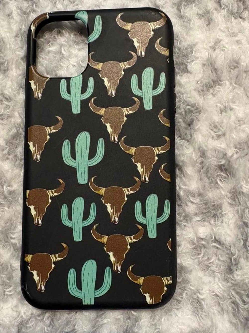 Southwestern Cactus & Skull Phone Case - Black
